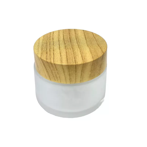 কাঠের id াকনা সহ কসমেটিক খালি গ্লাস লোশন জার